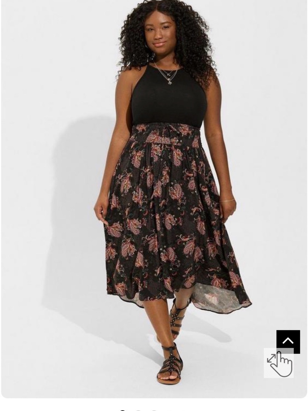 NWT TORRID Black & Pink Paisley Midi Dress